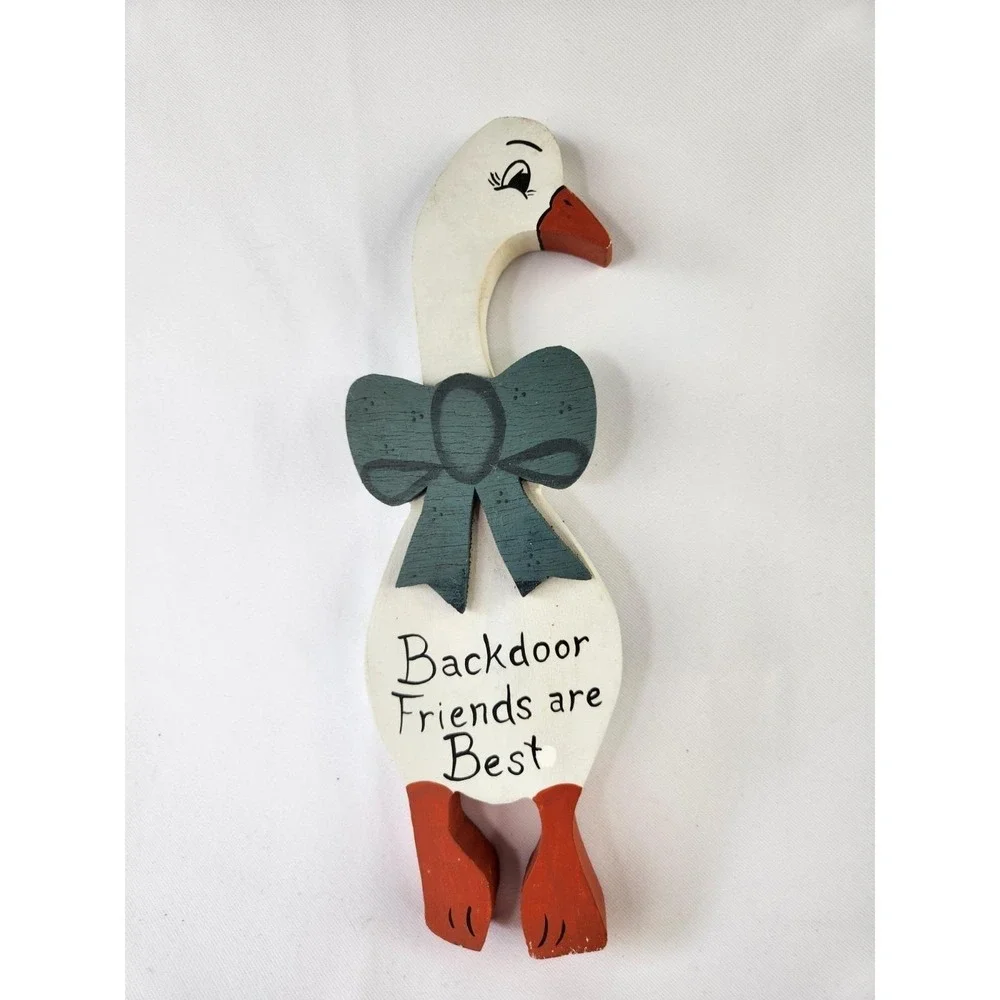 Vtg XL Country Goose Wood‎ Refrigerator Magnet Cottage Core Back Door Farmhouse